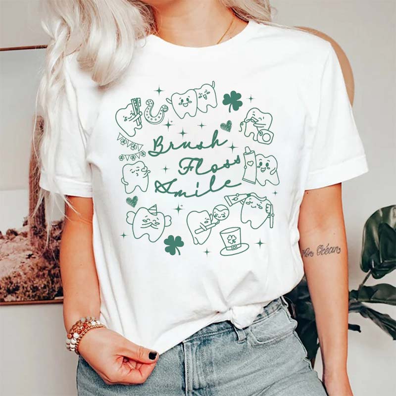 Brush Floss Smile St Patrick T-Shirt