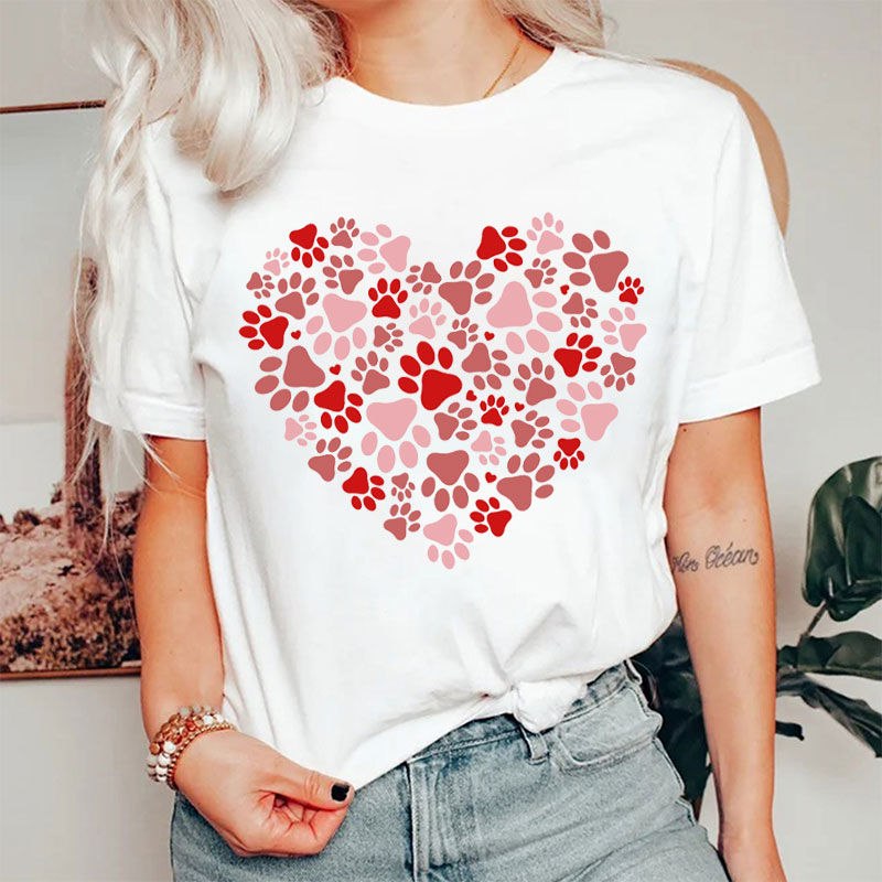Paw Print Valentines Day Nurse T-shirt
