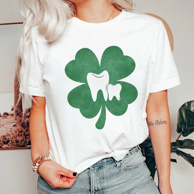 Saint Patrick's Day Four Leaf Clover Dental T-Shirt