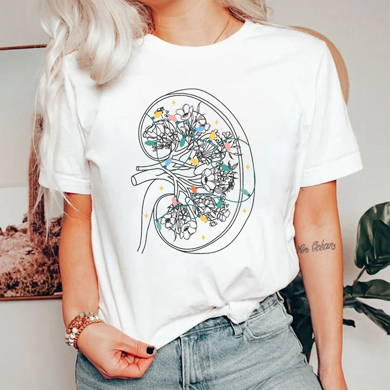 Kidney Flower Christmas Nurse T-shirt