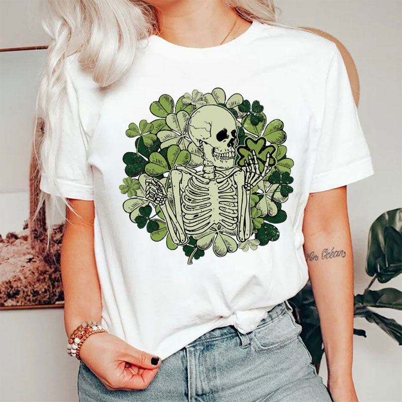 Clover And Skeleton Nurse T-Shirt