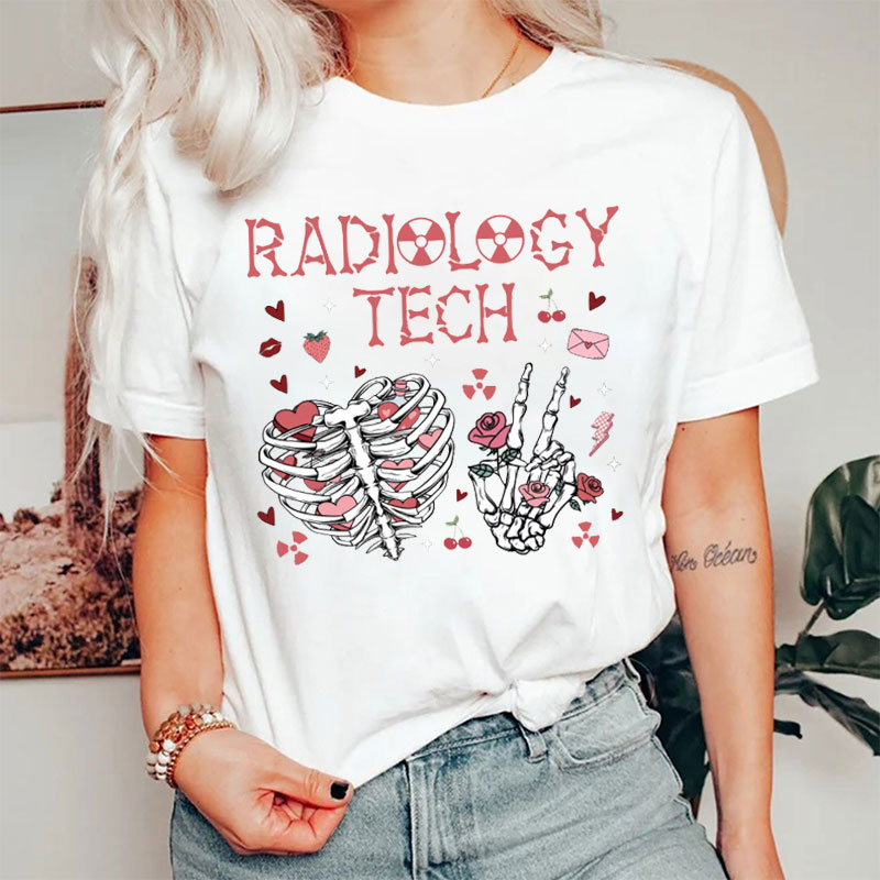 Funny Skeleton Radiology Valentine's Day Nurse T-shirt