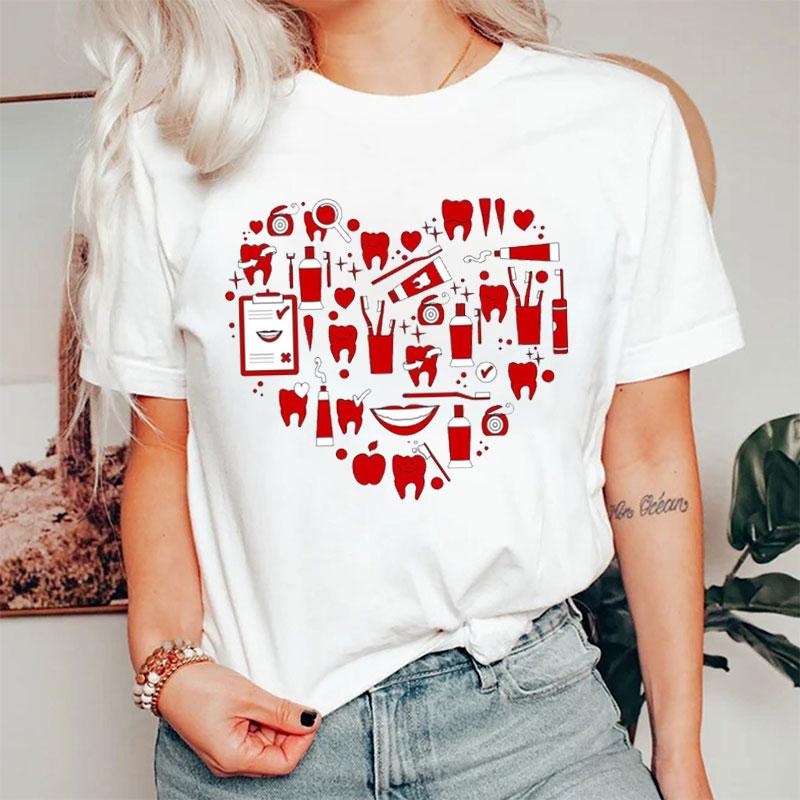 Dentist Tooth Valentine Day T-shirt