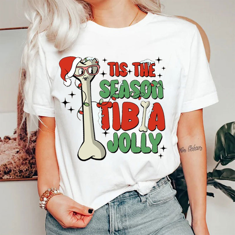 Tis The Season Tibia Jolly Christmas Nurse T-shirt