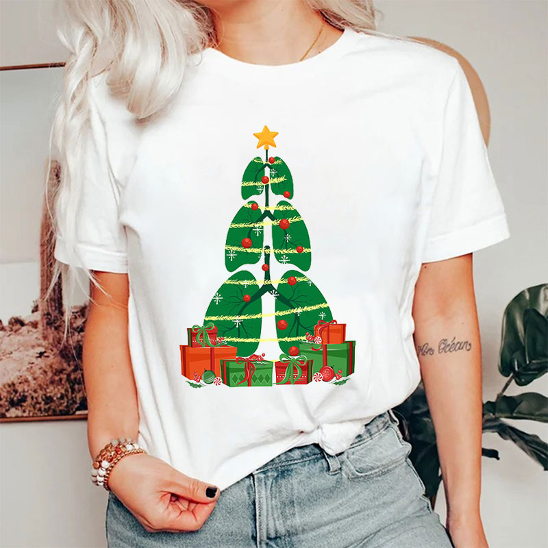 Christmas Tree In The Shape Of Lungs Nurse T-Shirt