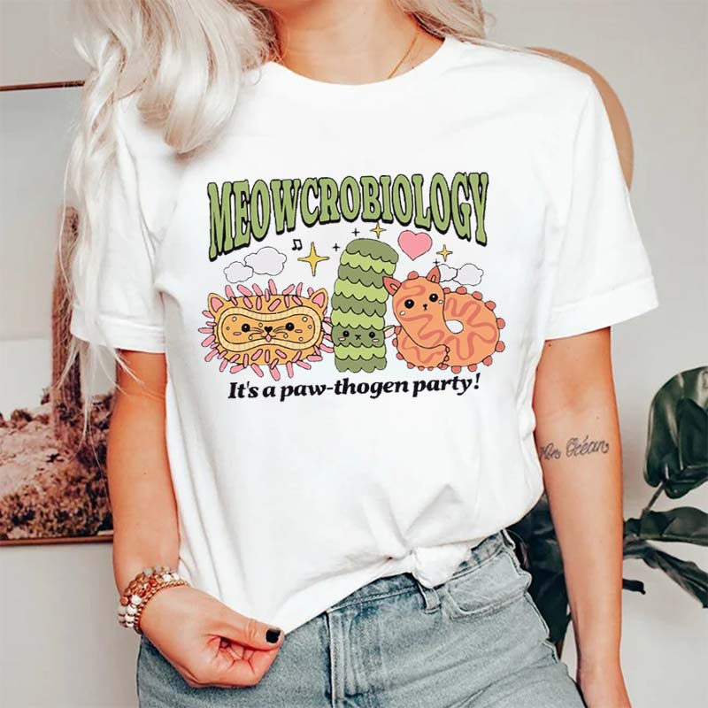 Meowcrobiology It's A Paw-thogen Party Nurse T-Shirt