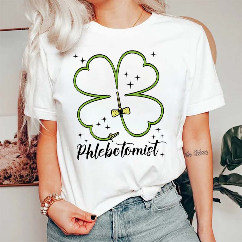 Phlebotomist Clover Nurse T-Shirt