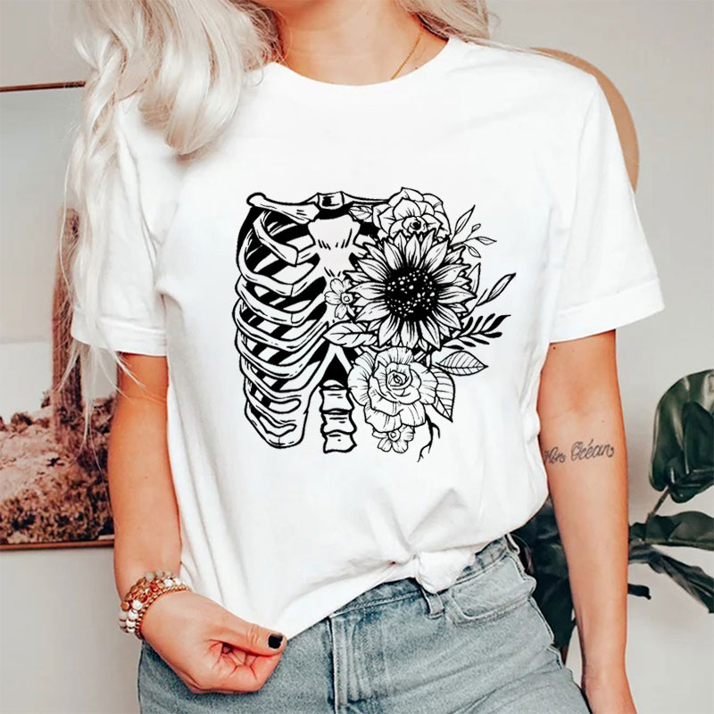 Floral Ribcage Nurse T-Shirt
