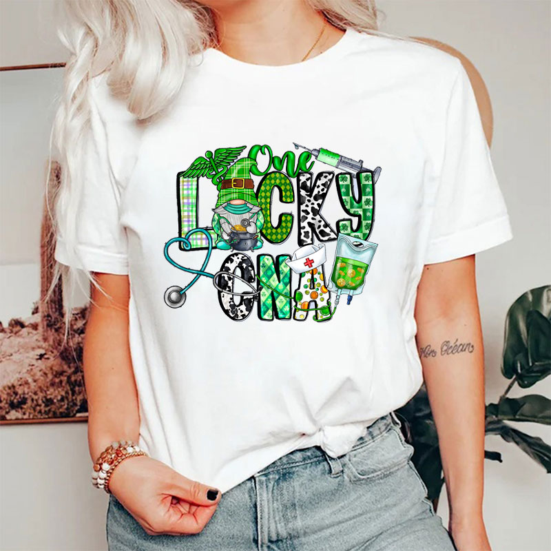 Personalized One Lucky Clover Nurse T-Shirt