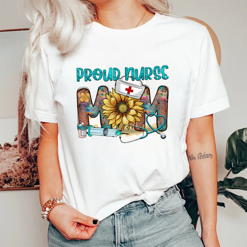 Sunflower Proud Nurse Mom Nurse T-Shirt