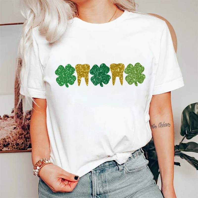 Glitter Clover And Teeth T-Shirt
