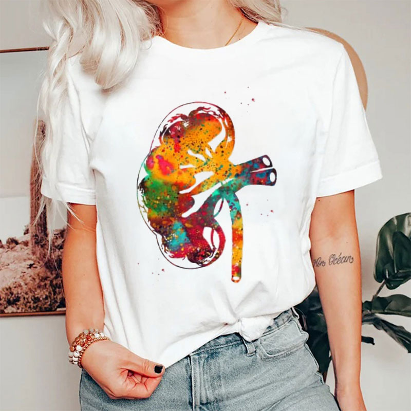 Watercolor Kidney Nurse T-shirt