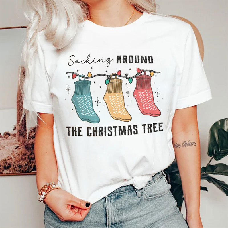 Socking Around The Christmas Tree Nurse T-shirt