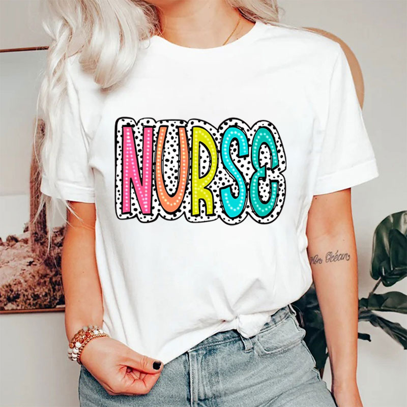 Colorful Leopard Print Nurse T-Shirt