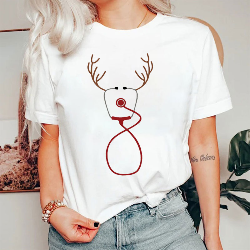 Reindeer Stethoscope Nurse T-Shirt