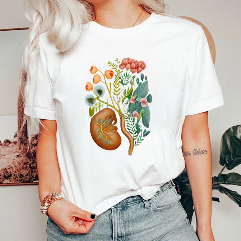 Floral Kidney Nephrologist Kidney Disease Awareness Nurse T-Shirt