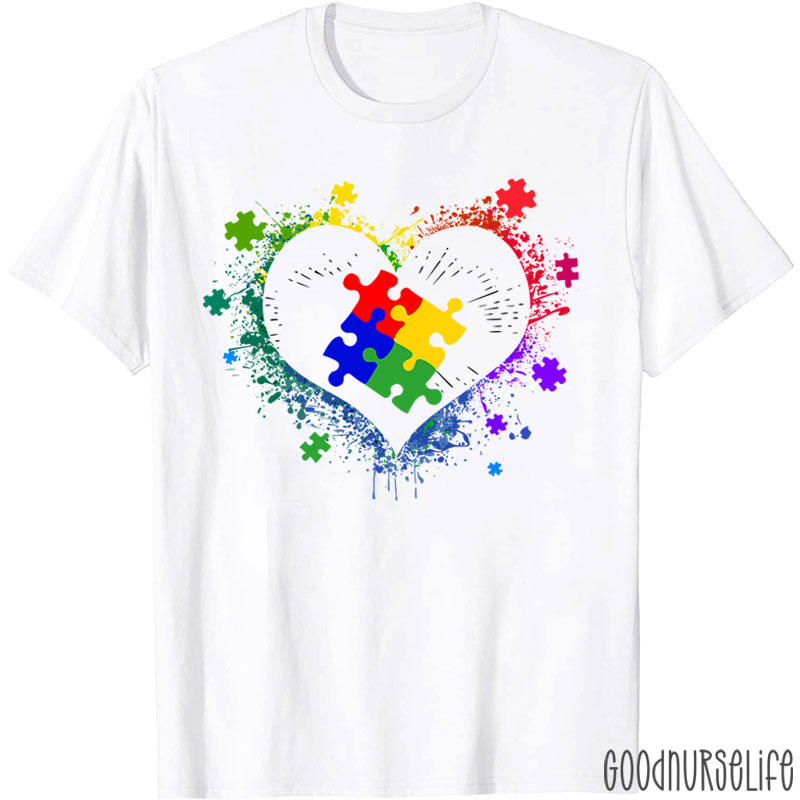 Autism Awareness Love Heart Nurse T-Shirt