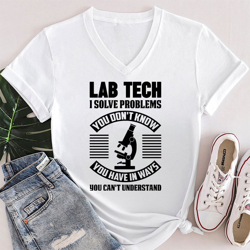 Funny Lab Tech Laboratory Technician Lab Tech Female V-Neck T-Shirt