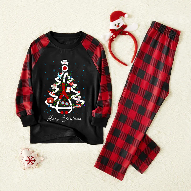 Merry Christmas Stethoscope Tree Nurse Pajamas