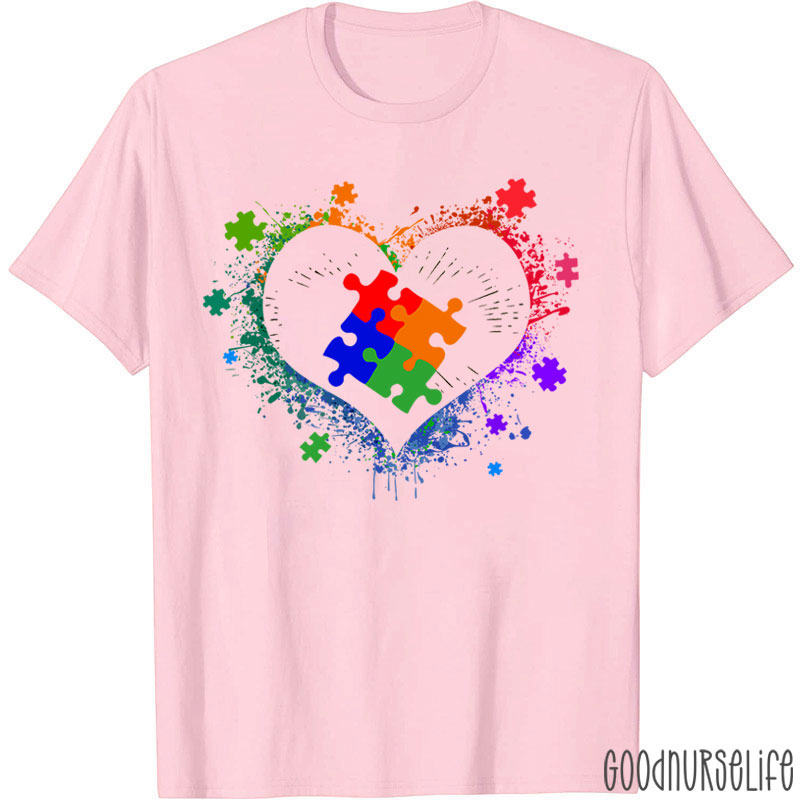 Autism Awareness Love Heart Nurse T-Shirt