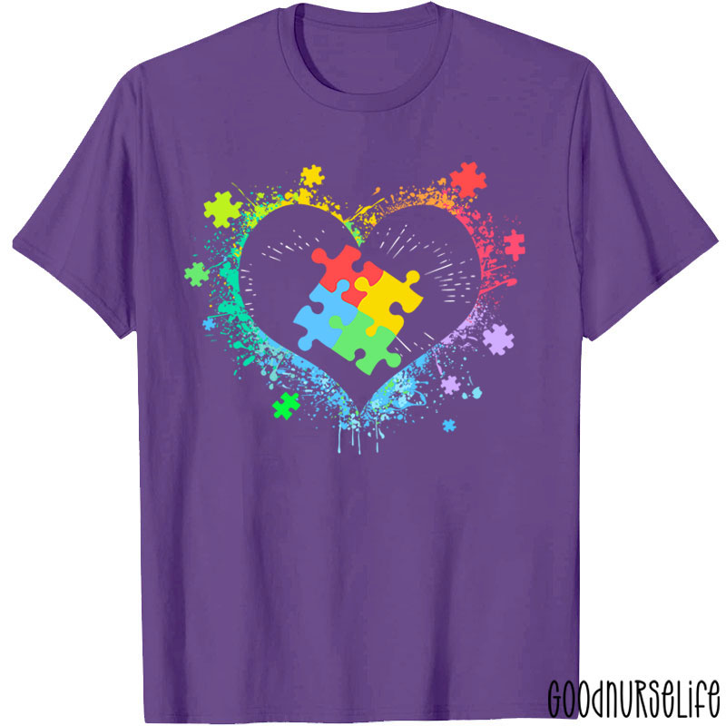 Autism Awareness Love Heart Nurse T-Shirt