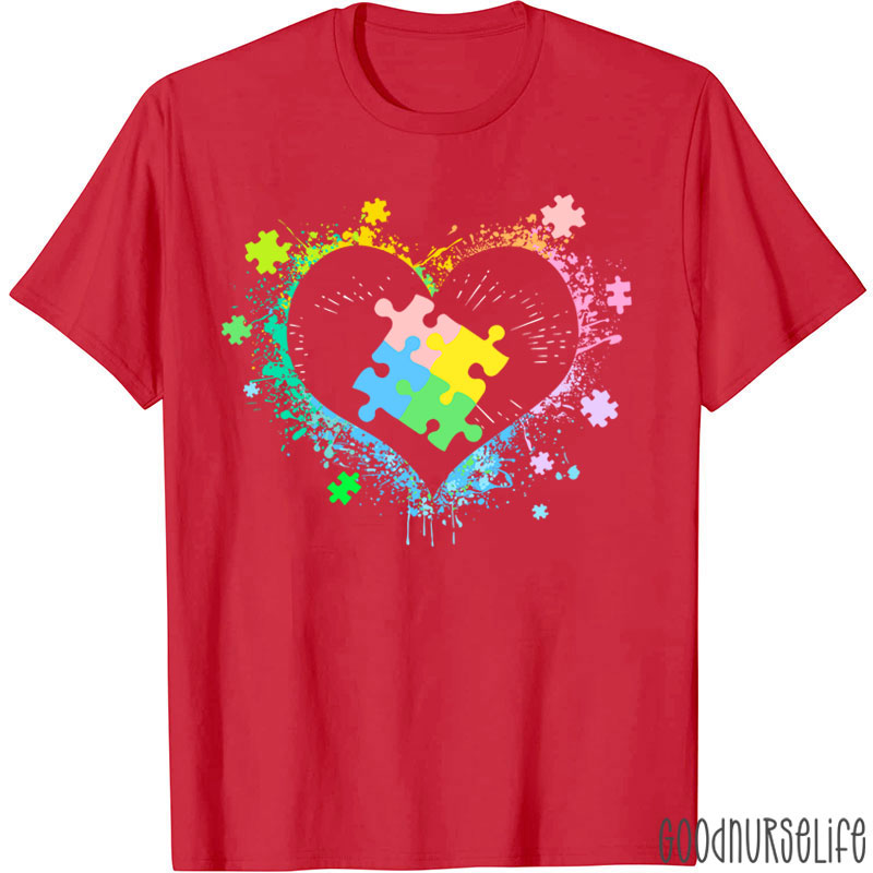Autism Awareness Love Heart Nurse T-Shirt