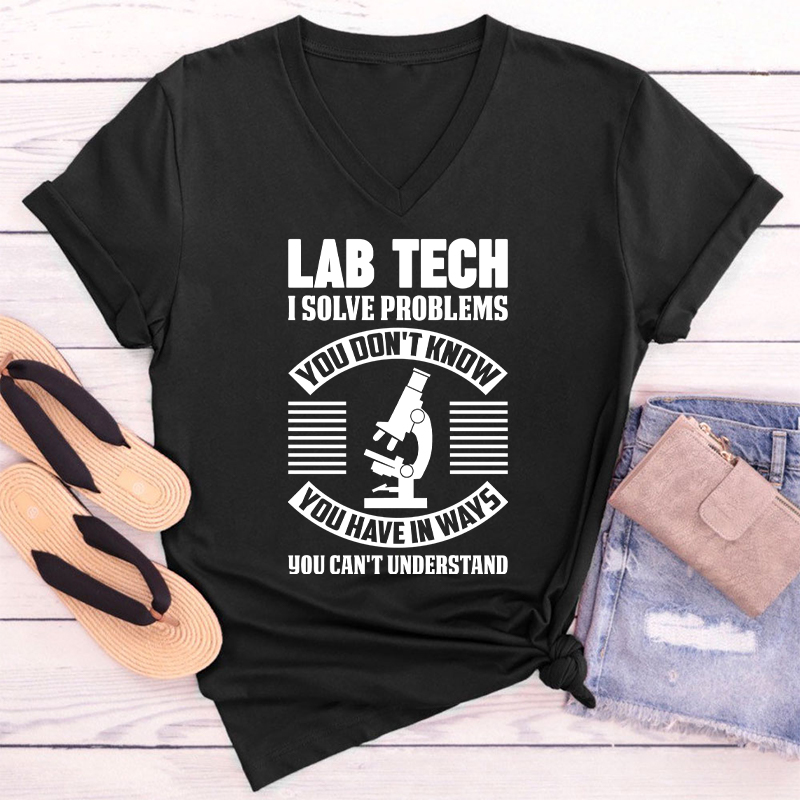 Funny Lab Tech Laboratory Technician Lab Tech Female V-Neck T-Shirt