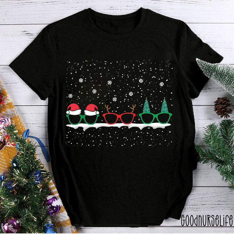 Glasses With Christmas Icons Nurse T-shirt