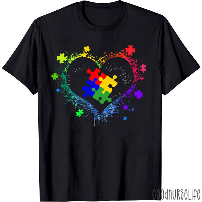 Autism Awareness Love Heart Nurse T-Shirt