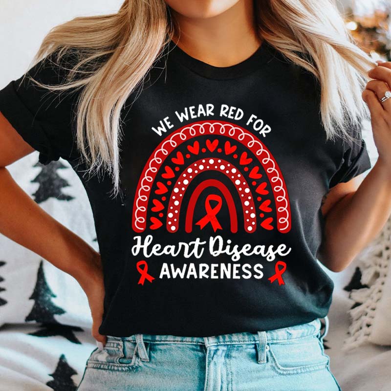We Wear Red For Heart Disease Awareness Cardiac Nurse T-Shirt