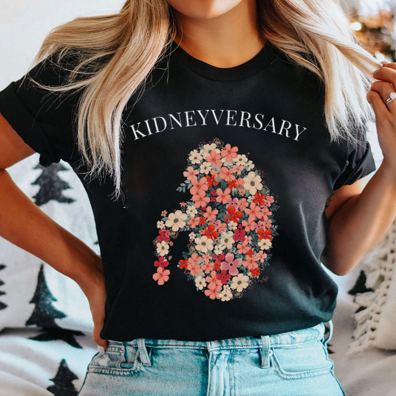 Floral Kidneyversary Nurse T-shirt
