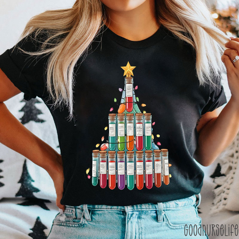 Test Tube Christmas Nurse T-shirt