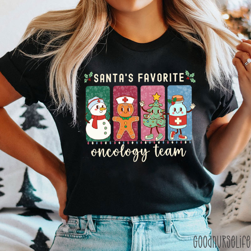 Personalized Santa's Favorite Christmas Team Nurse T-shirt