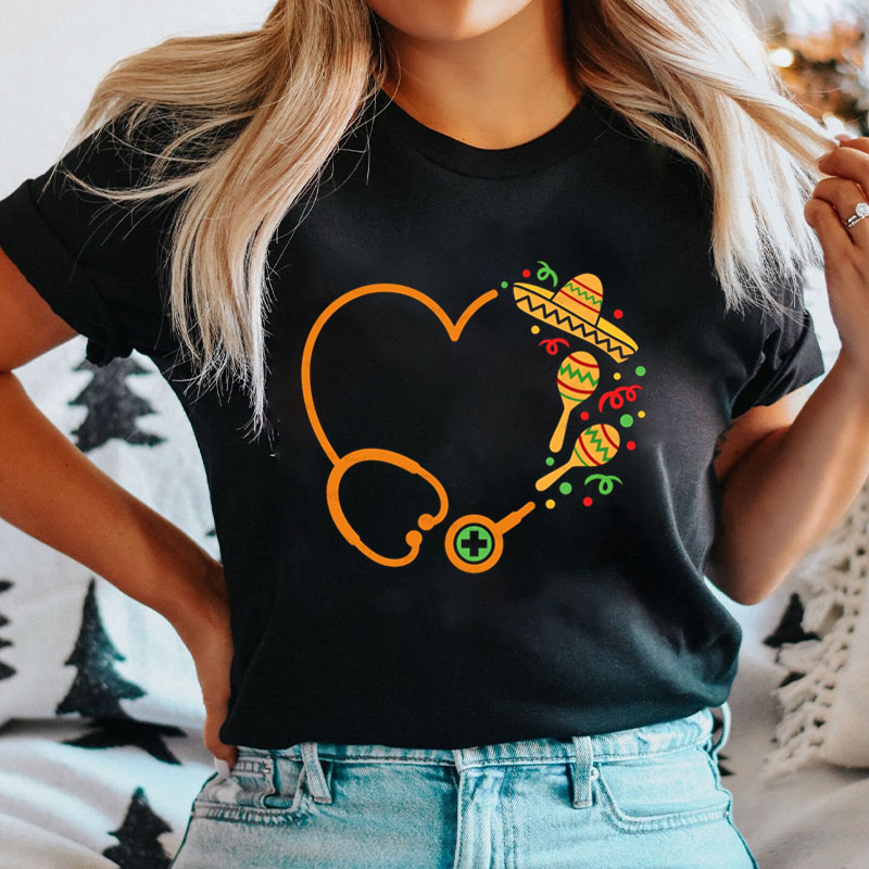 Cinco De Mayo Stethoscope Nurse T-Shirt