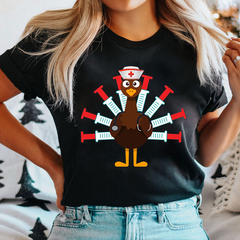Thanksgiving Turkey Nurse T-shirt