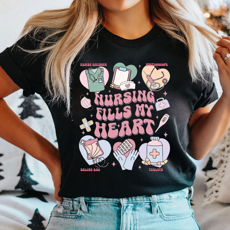 NICU Nursing Fills My Heart Nurse T-Shirt