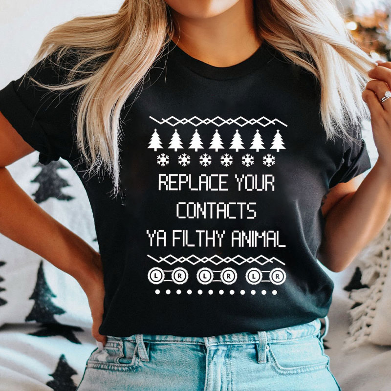 Replace Your Contacts Christmas Nurse T-shirt