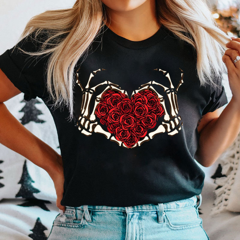 Skeleton Heart And Rose Nurse T-shirt