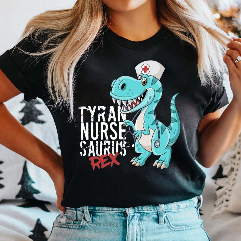 Tyran Nurse Saurus Rex Nurse T-Shirt