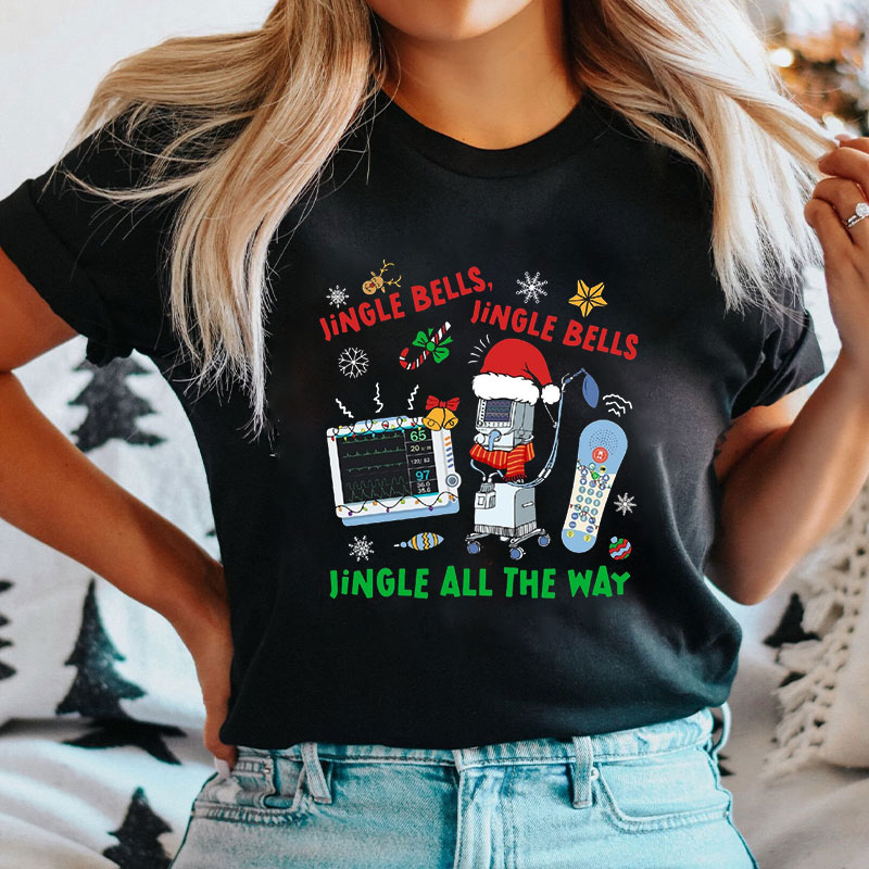Jingle Bells Jingle All The Way Christmas Nurse T-shirt