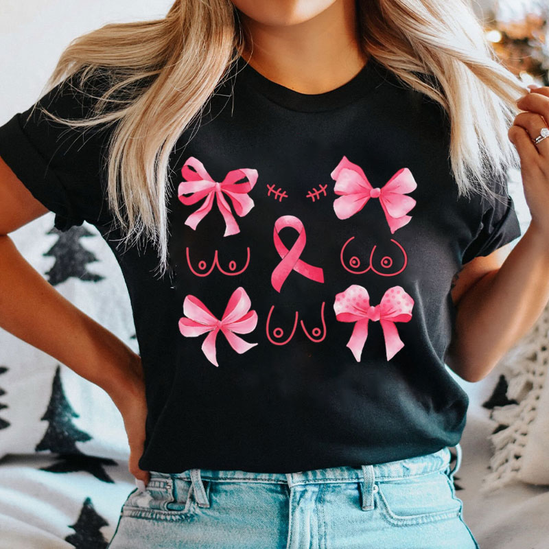 Breast Cancer Bow Nurse T-shirt
