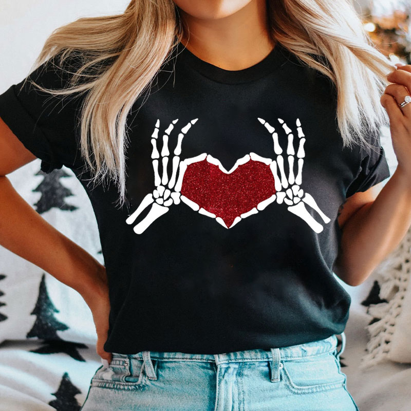 Skeleton Hand Valentines Day Nurse T-shirt