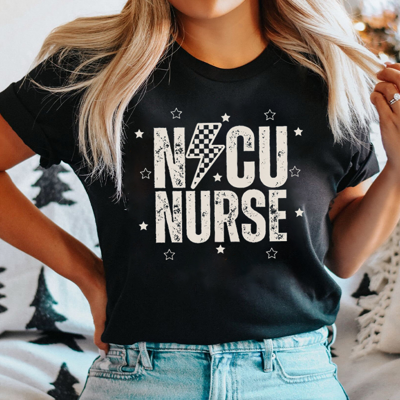 Personalized Checkerboard Star Nurse T-Shirt