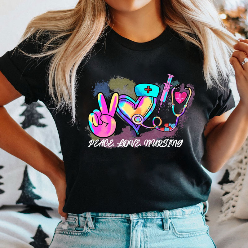 Peace Love Nursing Nurse T-Shirt