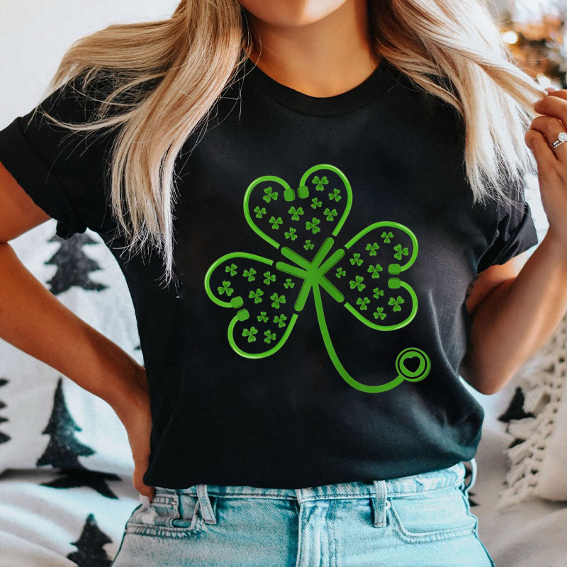 Clover Stethoscope Nurse T-Shirt