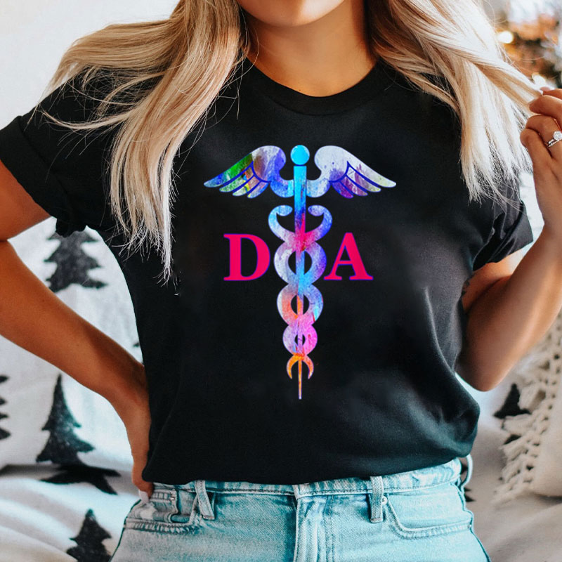 DA Dental Assistant Medical Caduceus Symbol T-Shirt