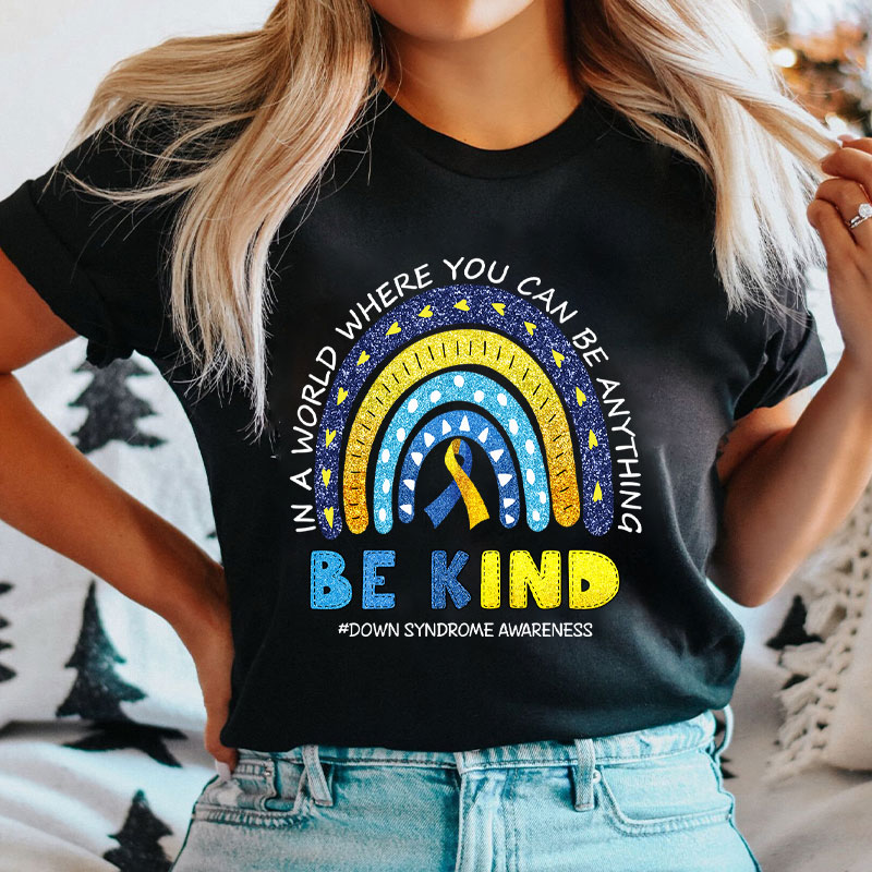 Be Kind Down Syndrome Awareness Heart Nurse T-Shirt