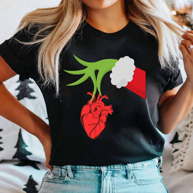 Cardiac Christmas Heart Anatomy Nurse T-shirt
