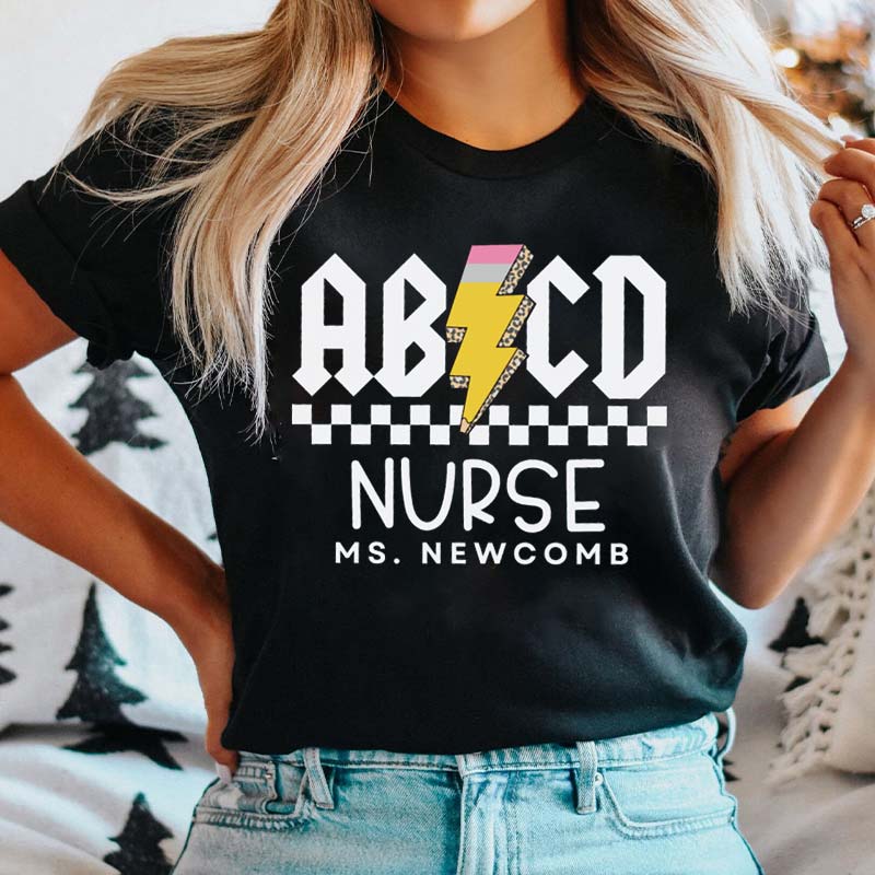 Personalized ABCD School Nurse T-Shirt