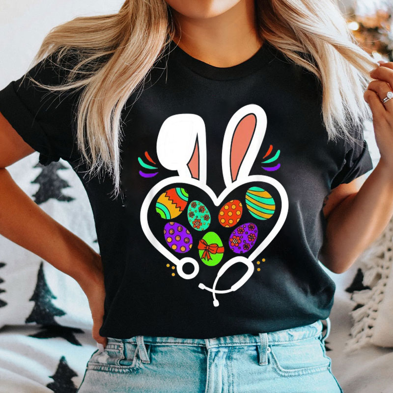 Easter Egg Bunny Stethoscope Nurse T-shirt